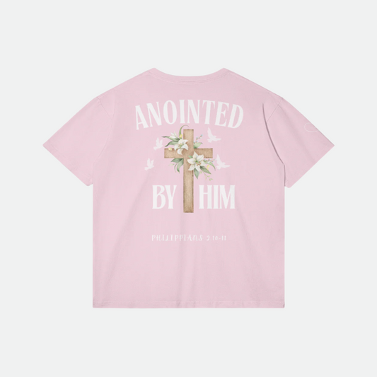 ANOINTED BY HIM -Flowered Cross- (Pink)